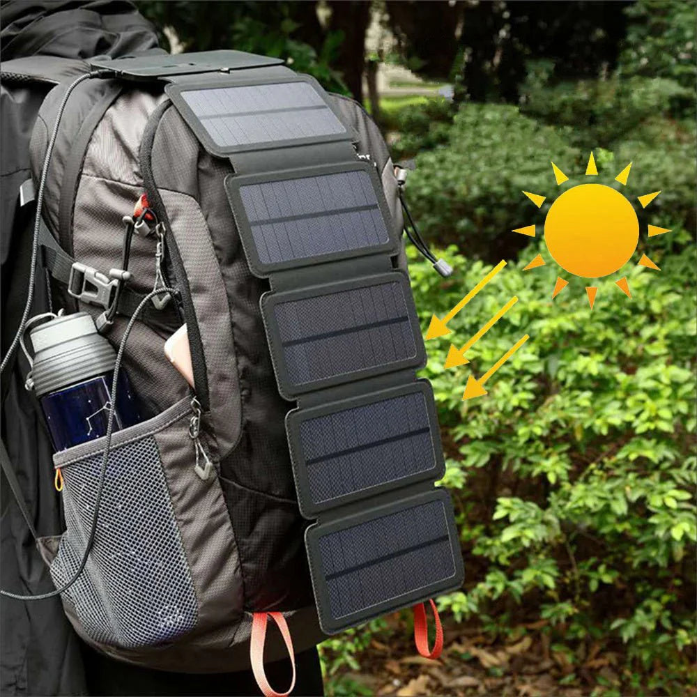 REHOOF Portable Solar Panel 20W Power Folding Solar Cells Charger Outdoor 5V 2.1A USB Output Devices Portable Solar Panels For Phone Charging Durable And Safe